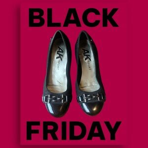 Anne Klein Sport Black Flats with Silver Accent